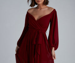 Britt Off-The-Shoulder Chiffon Formal Dress