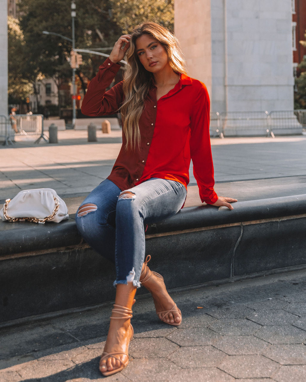 Bryant Colorblock Button Down Blouse