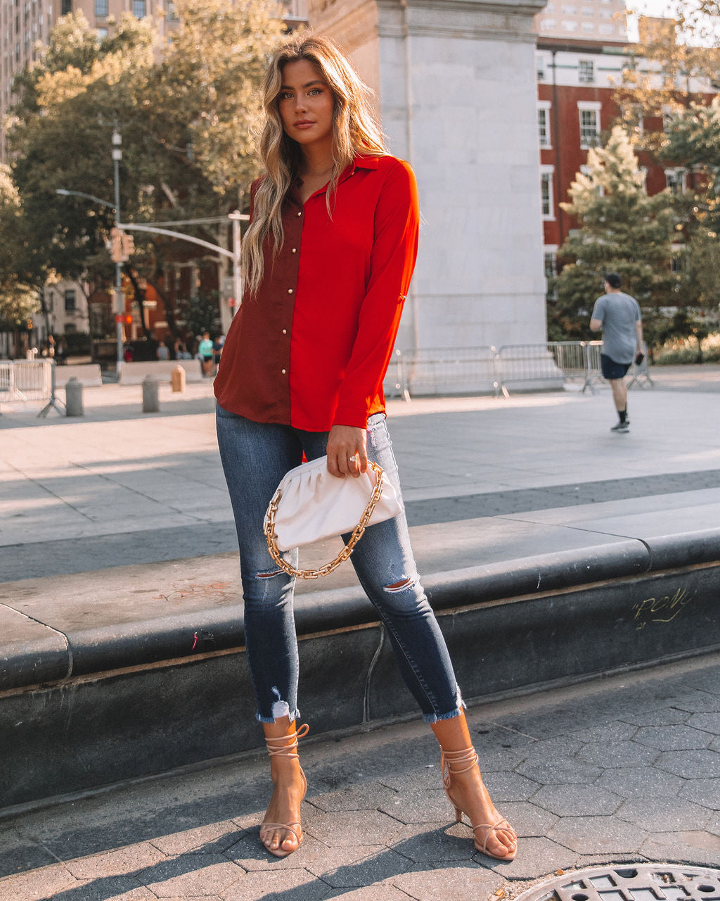 Bryant Colorblock Button Down Blouse