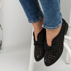 Hollow Out Chunky Heel Loafers