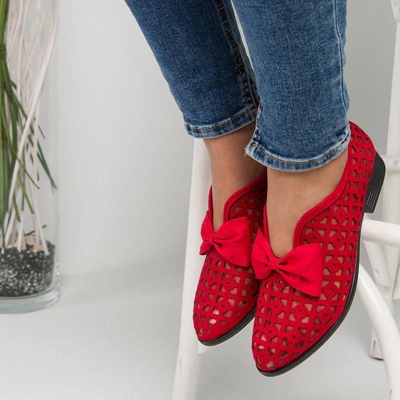 Hollow Out Chunky Heel Loafers