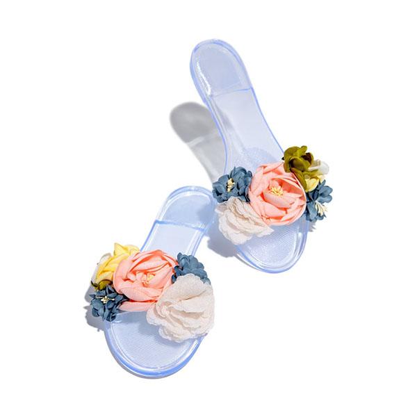 Multi-Color Floral Clear Jelly Sandals