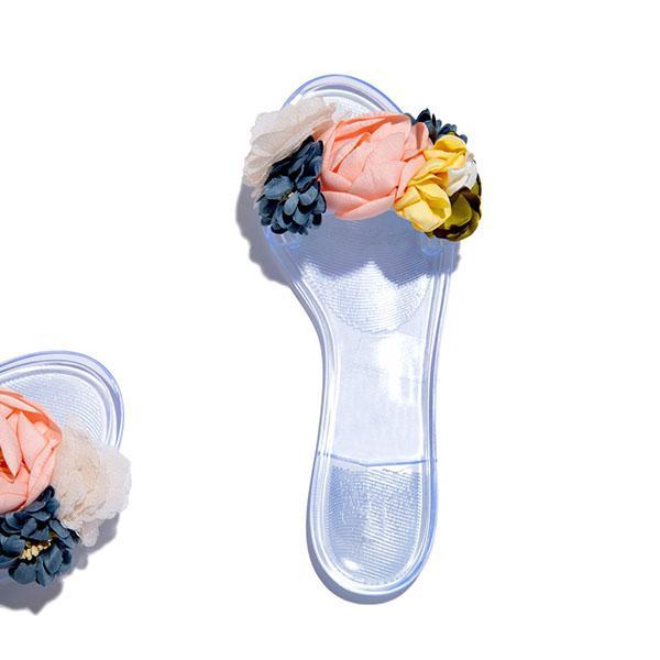 Multi-Color Floral Clear Jelly Sandals