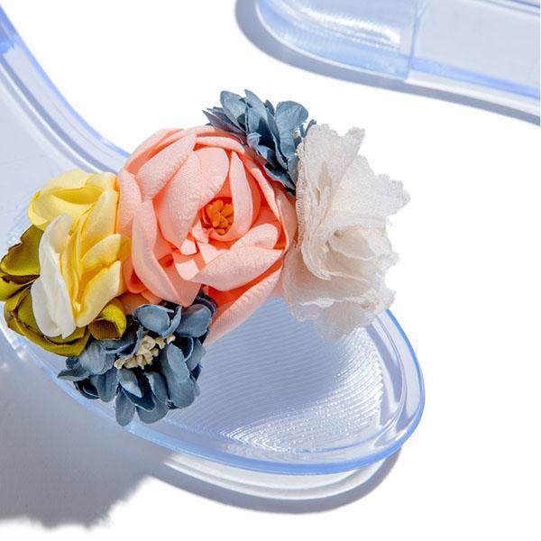 Multi-Color Floral Clear Jelly Sandals