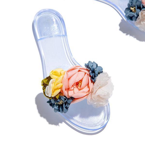 Multi-Color Floral Clear Jelly Sandals