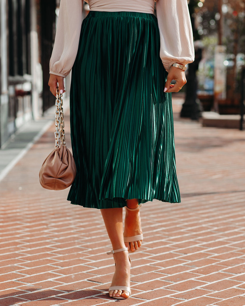 Cailey Pleated Midi Skirt - Green