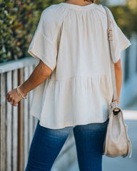 Candid Cotton Peplum Top - Natural