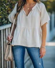Candid Cotton Peplum Top - Natural