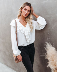 Candle In The Wind Textured Ruffle Blouse