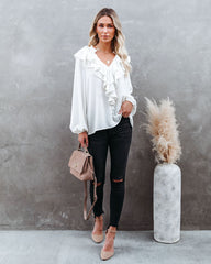 Candle In The Wind Textured Ruffle Blouse