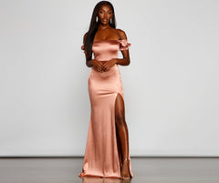 Capri Formal High Slit Satin Dress