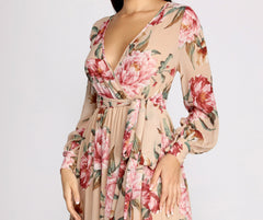 Caralisa Floral Chiffon High Slit Dress