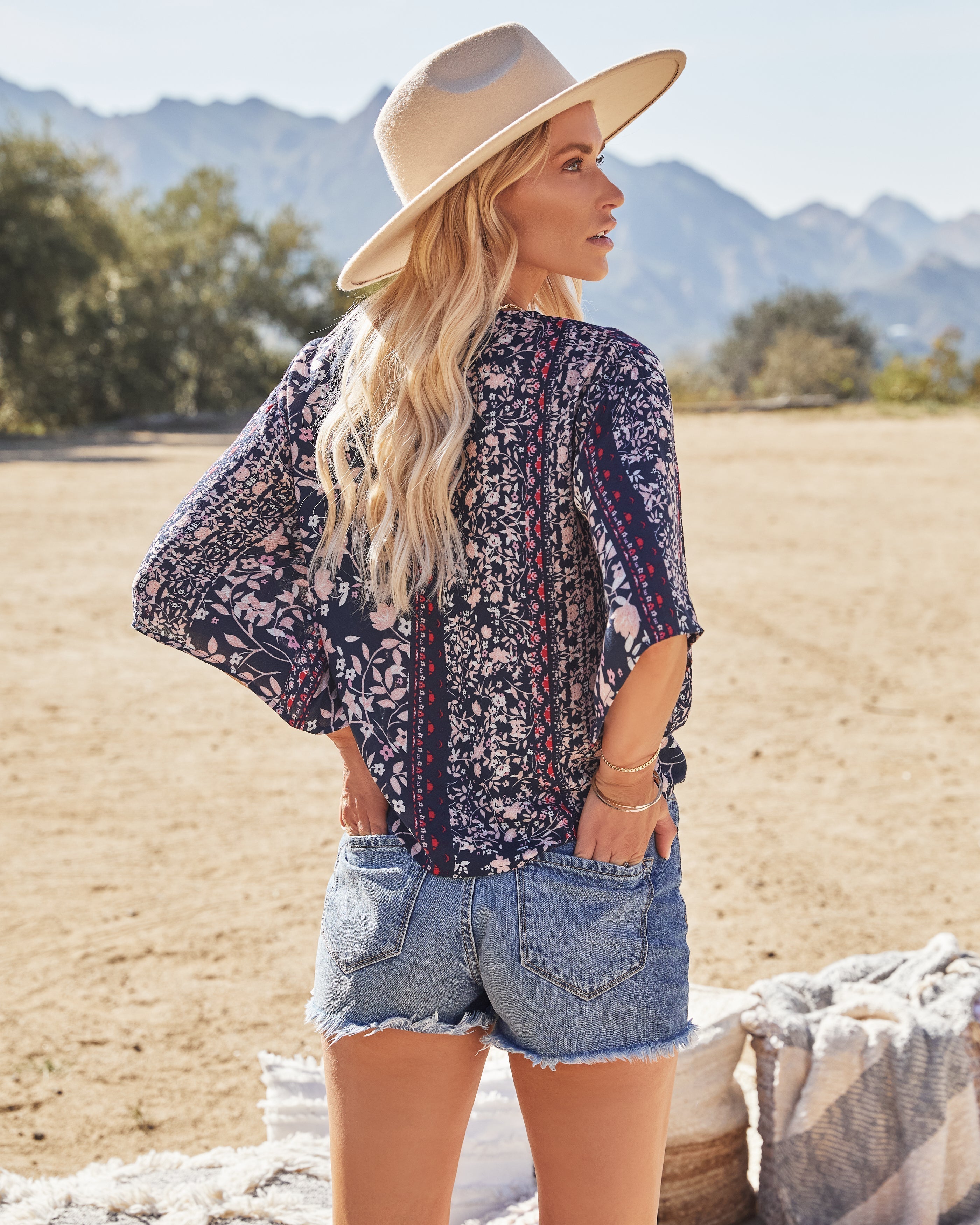 Carissa Floral Kimono Tie Top