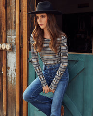 Casablanca Striped Shimmer Knit Top