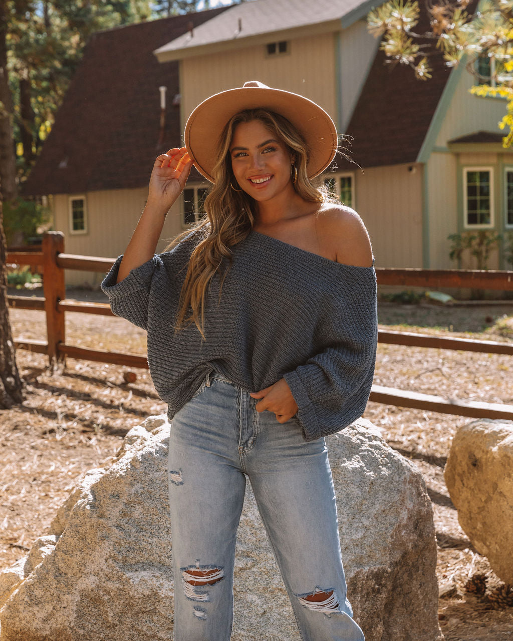 Chalet Slouchy Dolman Knit Sweater - Navy