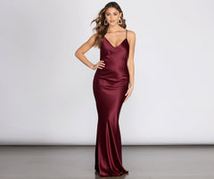 Chantel Cowl Back Satin Dress