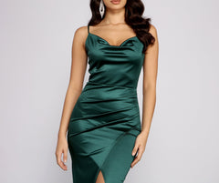 Chelsea Satin High Slit Formal Dress