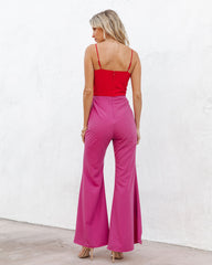 Cherie Colorblock Flare Jumpsuit - Red/Fuchsia