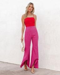 Cherie Colorblock Flare Jumpsuit - Red/Fuchsia
