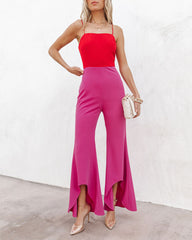 Cherie Colorblock Flare Jumpsuit - Red/Fuchsia