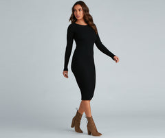 Chic Twist Long Sleeve Midi Dress