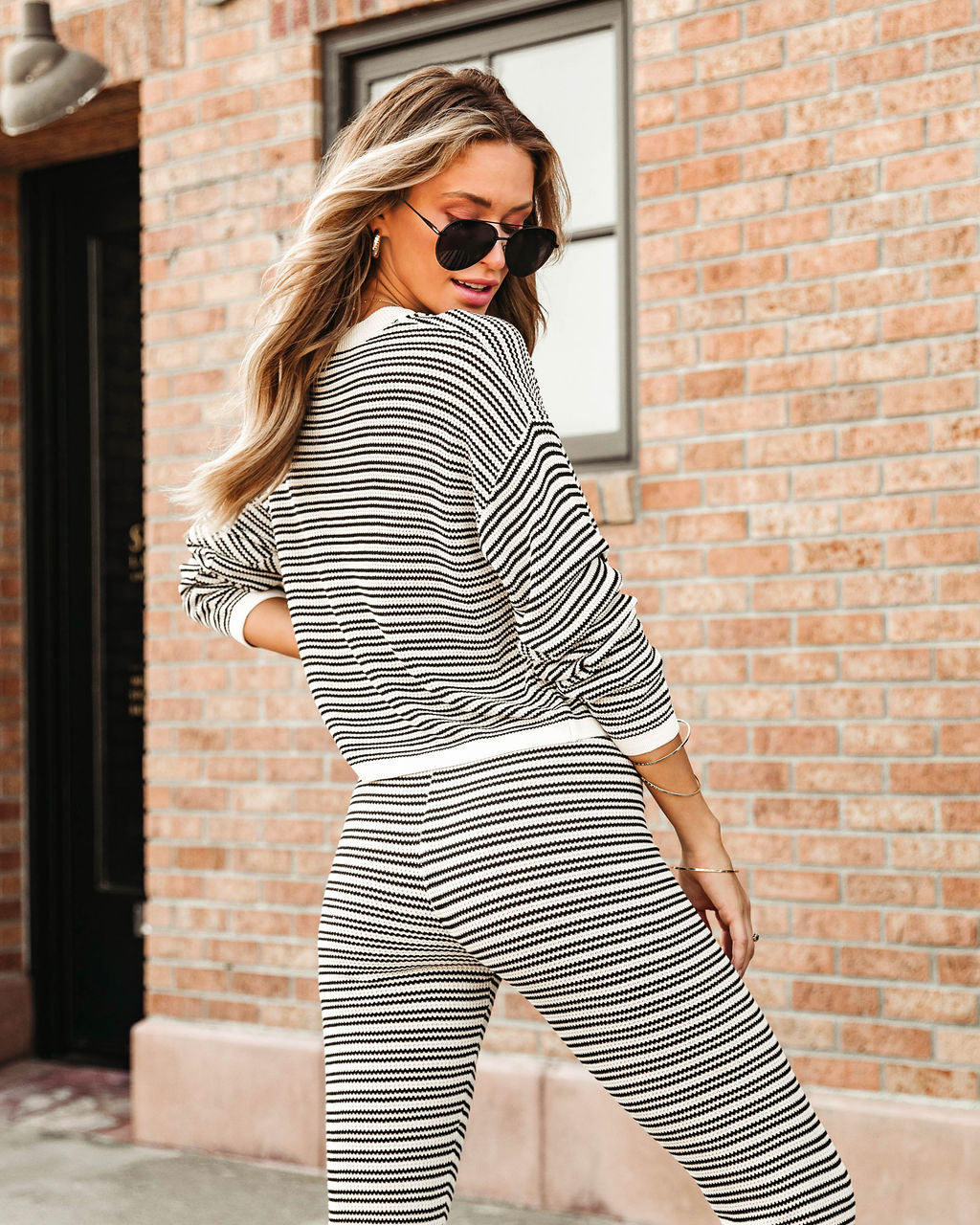 Chill Out Posh Knit Stripe Long Sleeve Top