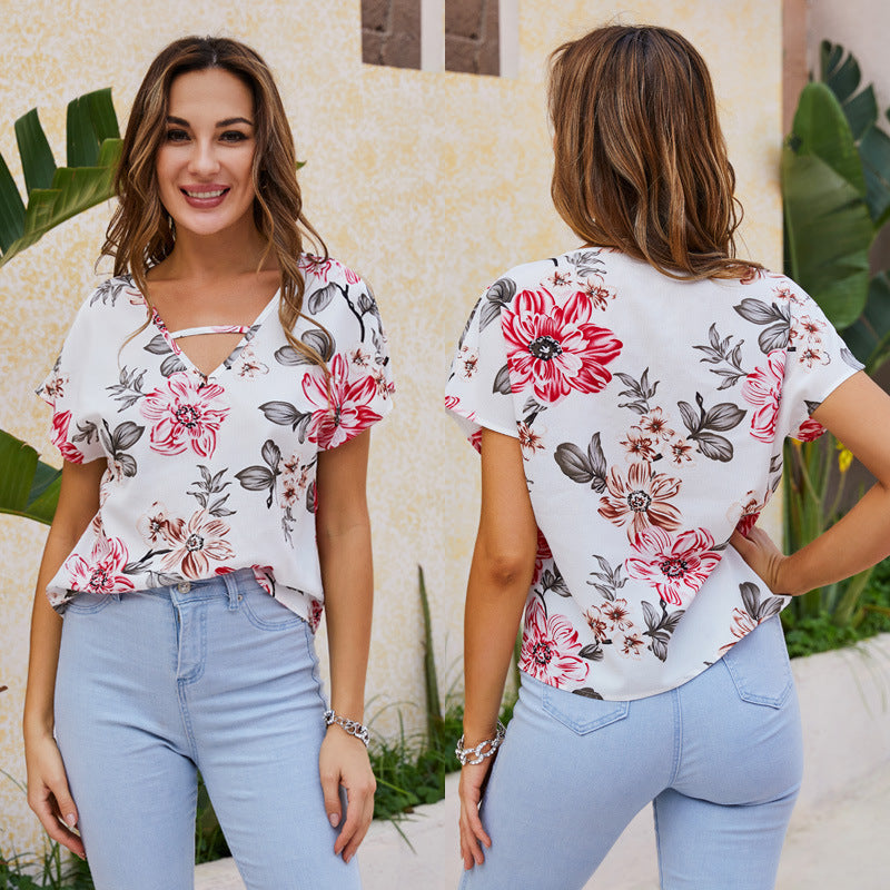 Controlled Chaos Short Sleeve Floral Blouse - Ivory