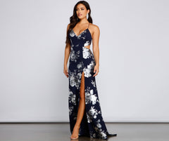 Courtney Foiled Floral Formal Dress