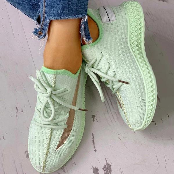 Colorblock Breathable Lace-up Sneakers