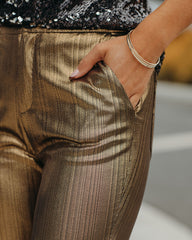 Dance Floor Pocketed Metallic Flare Pants