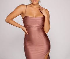 Darla Formal High Slit Satin Dress