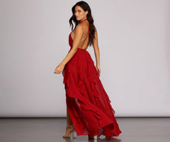 Delena Formal Chiffon Tendril Dress