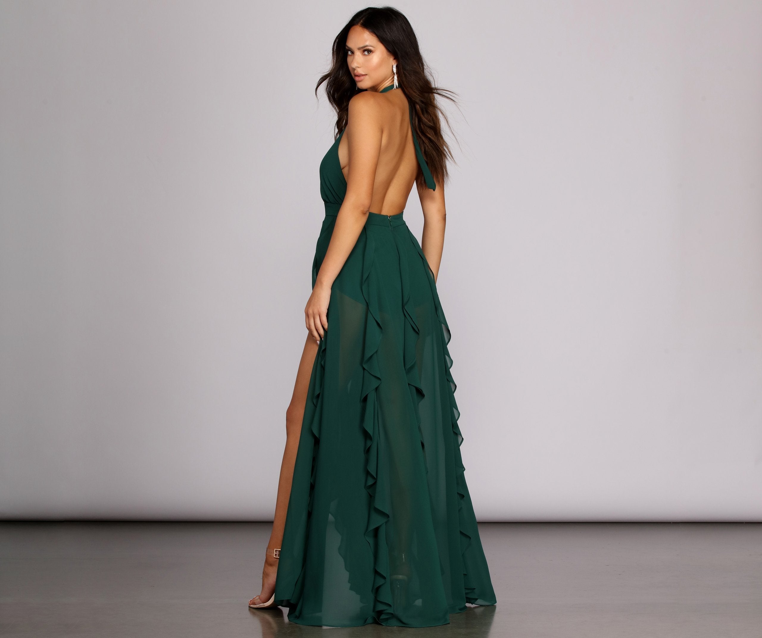 Delena Formal Chiffon Tendril Dress