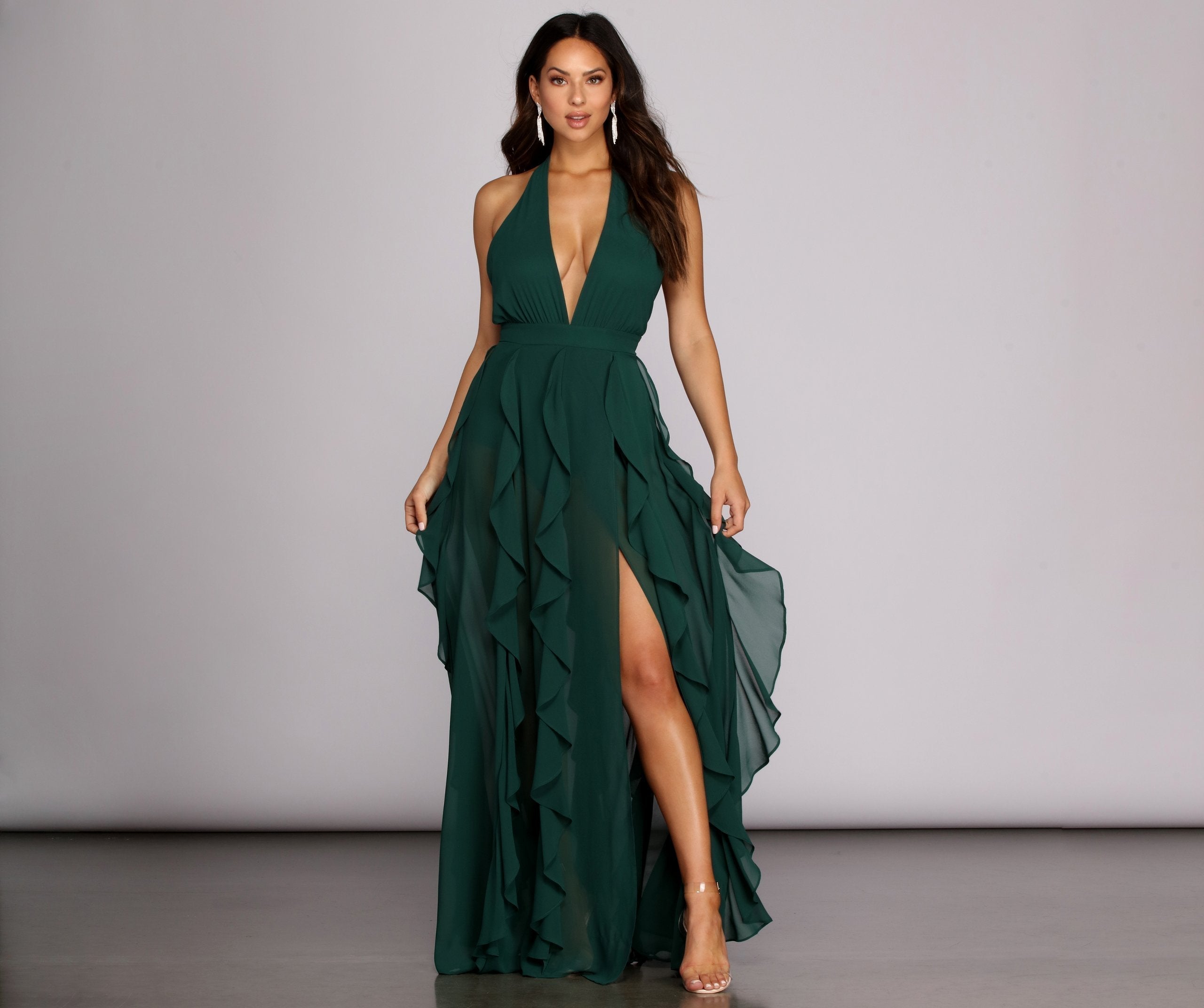 Delena Formal Chiffon Tendril Dress