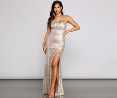 Delilah Formal Sequin High Slit Dress