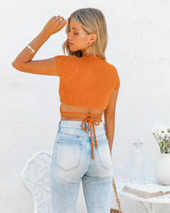 Deniz Soft Knit Wrap Crop Top - Orange