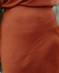 Dreamland Satin Midi Skirt - Rust