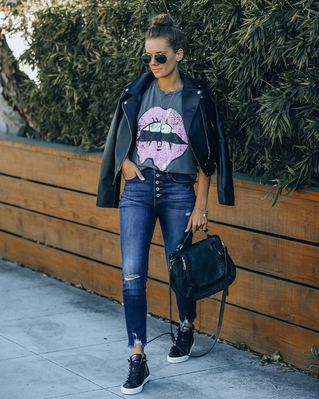 Drooling Over You Distressed Cotton Lips Tee