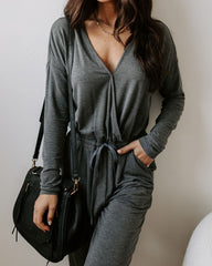 Colette Pocketed Drawstring Jumpsuit - Dark Grey