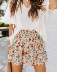 Amari Floral Smocked Ruffle Mini Skirt - Ivory Multi