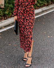 Esmeralda Floral Slit Midi Skirt