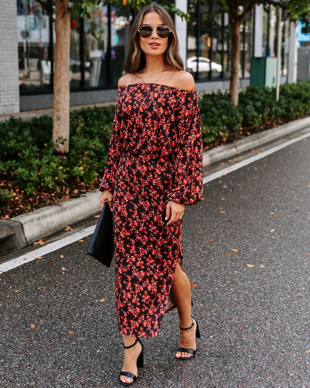 Esmeralda Floral Slit Midi Skirt