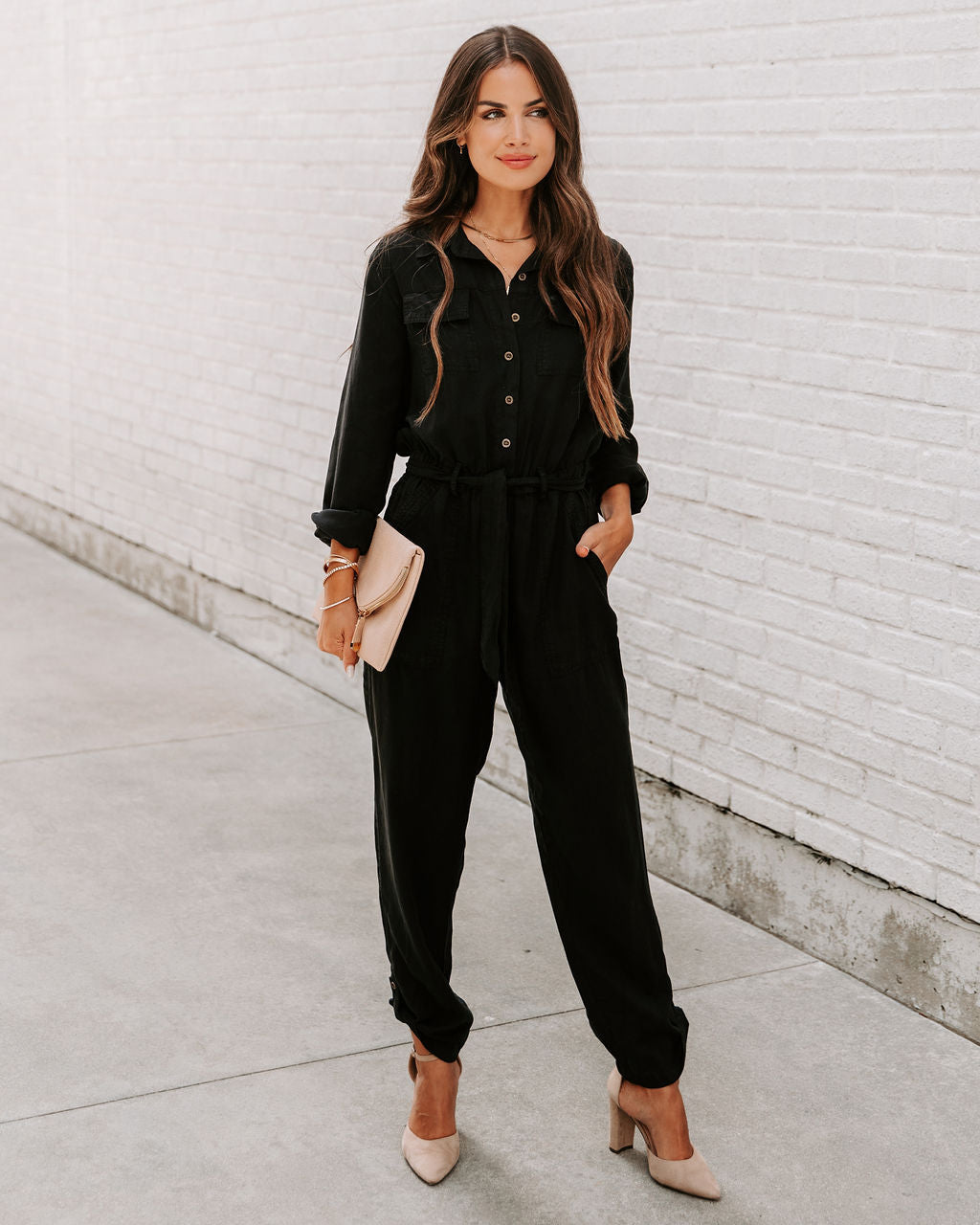 Dorothy Tencel Pocketed Jumpsuit - Black