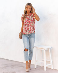 Element Of Truth Sleeveless Floral Ruffle Blouse