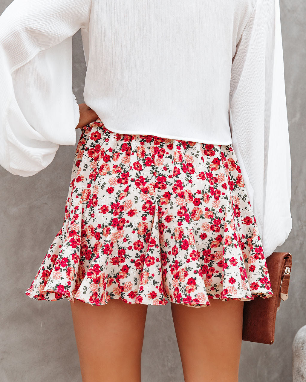 Element Of Truth Floral Ruffle Mini Skirt