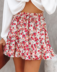 Element Of Truth Floral Ruffle Mini Skirt