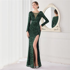 Ella sequined large split mermaid dress