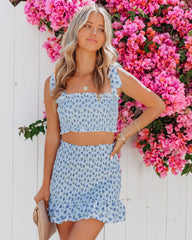 Ellen Cotton Floral Smocked Tie Crop Top