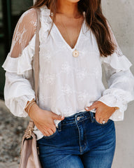 Emersyn Embroidered Lace Ruffle Top