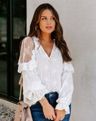 Emersyn Embroidered Lace Ruffle Top